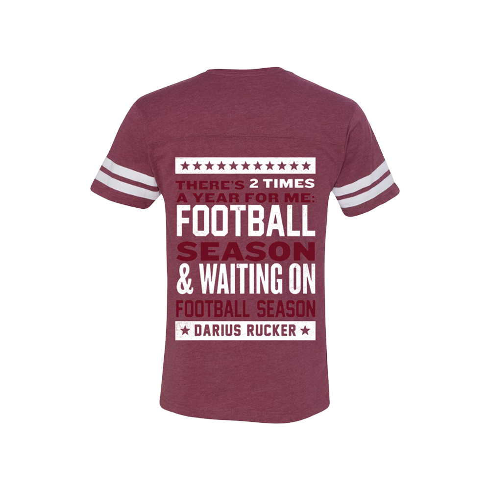 There's 2 times of year red football jersey tee back Darius Rucker